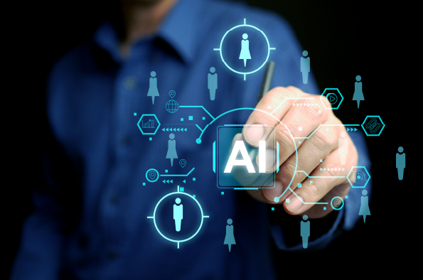 A man uses artificial intelligence to manage organisation.