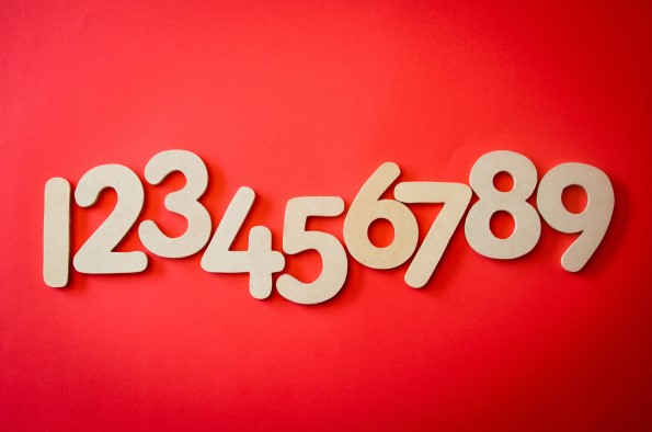 Numbers 1 to 9 on a red background